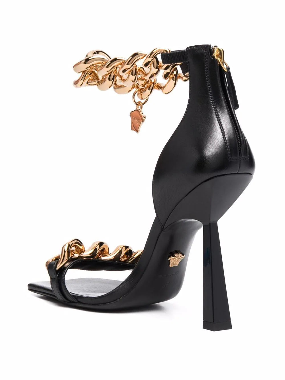 Versace Chain & Leather High-Heel Sandals