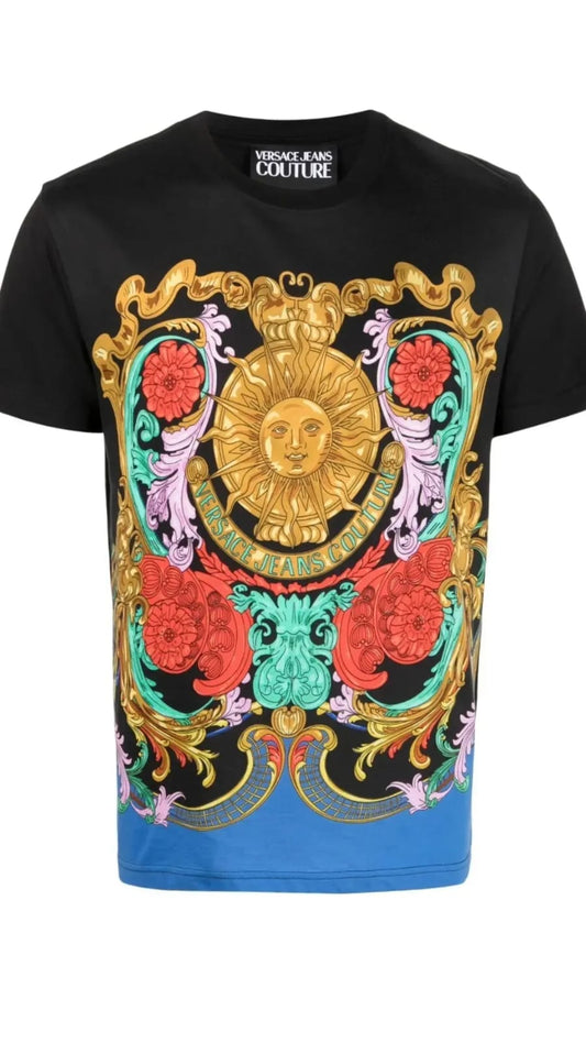 Camiseta Versace Jeans Couture Sun Flower Garland negro