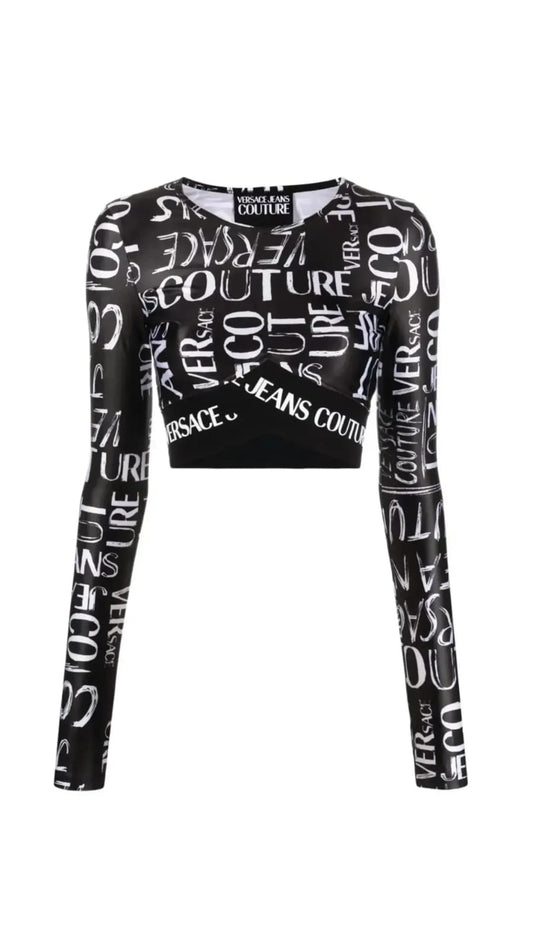 Versace Jeans Couture Sketch Logo Crop Top
